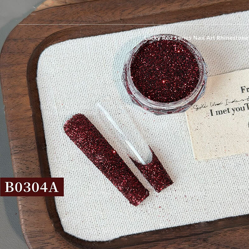 Ultra Sparkly Red Nail Glitter Powder – Crushed Diamond Effect