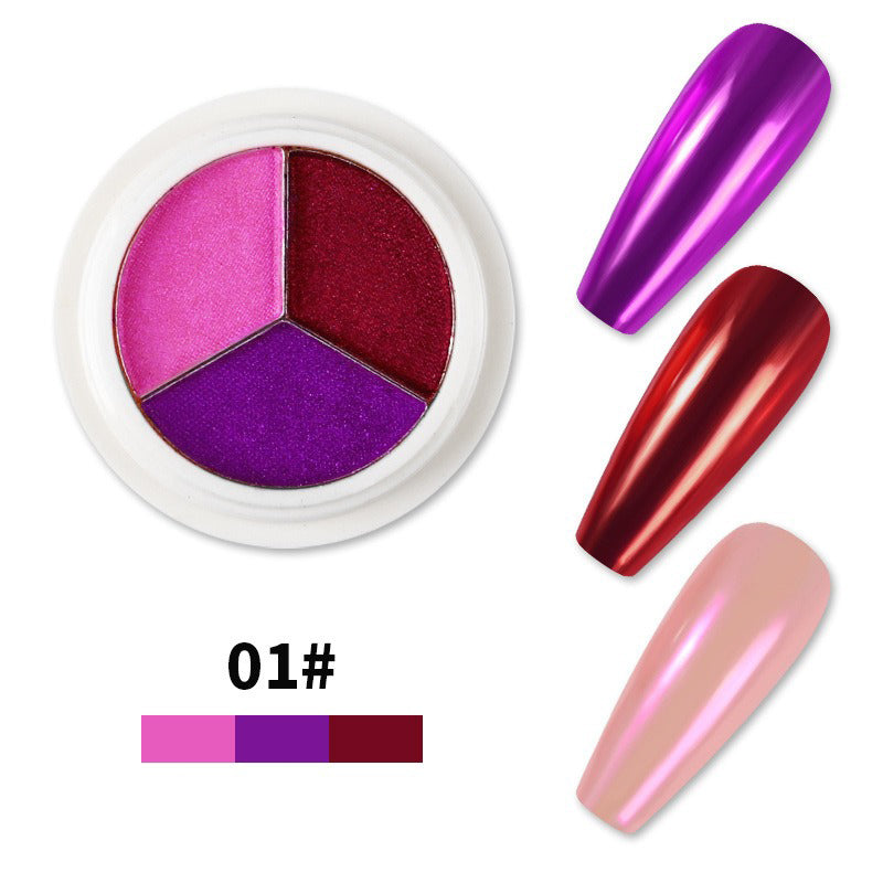 3 in 1 Solid Holographic Nail Powder Chameleon Powder Ombre Nail Pigment