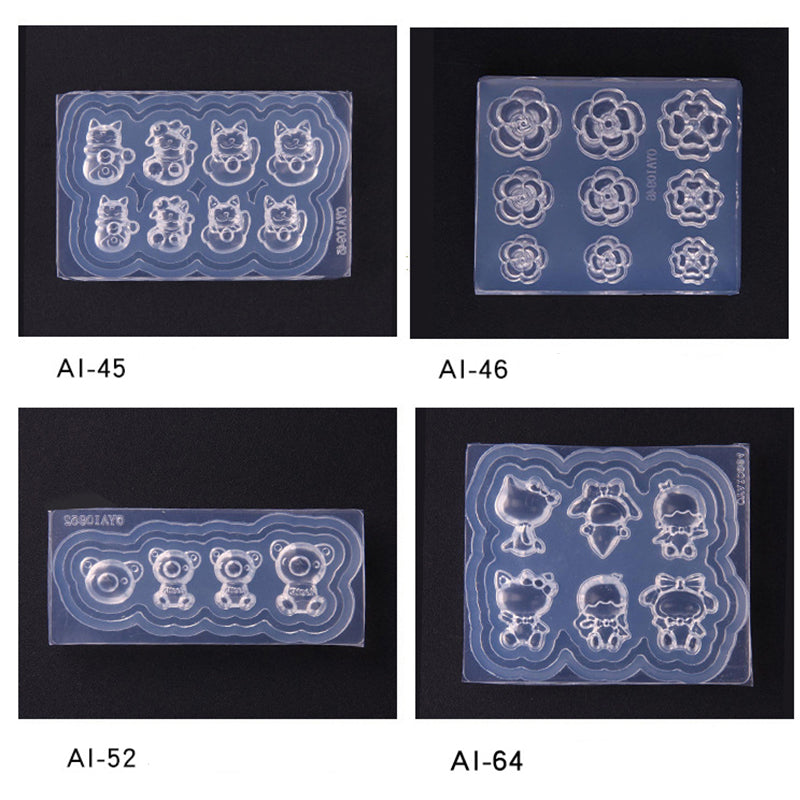 Flower Heart Bear Nail DIY Silicone Mould 3D Casting Mold for Nail Art