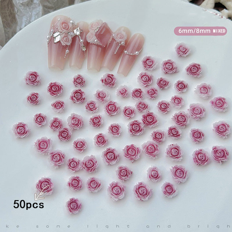 3D Rose Nail Stud Jewelry Acrylic Nail Gem Nail Decoration