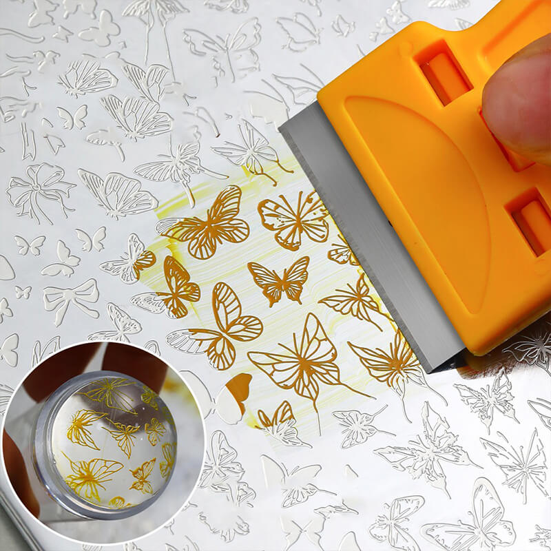 Nail Art Stamping Scraper & Spatula – Stainless Steel Engraved Plate Transfer Tool