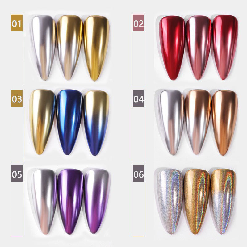 2 in 1 Solid Chrome Nail Powders Ombre Nail Pigment