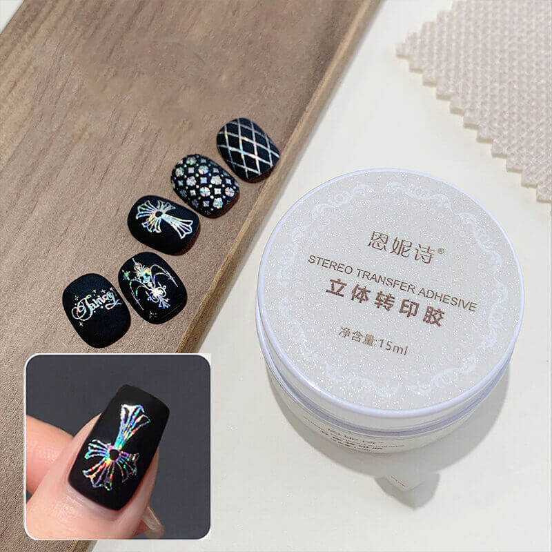 3D Nail Foil Transfer Gel – Stamping Plate & Foil Printing Adhesive