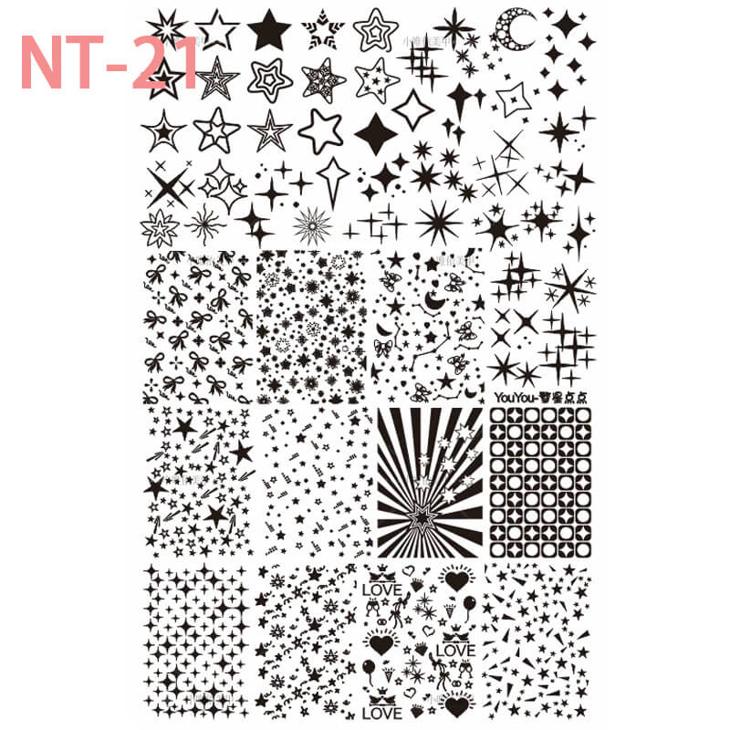 Nail Art Stamping Plate | Cartoon, Plaid, Heart & Star
