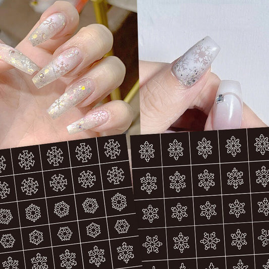 Snowflake Nail Art Sticker Easy Manicure Stencil