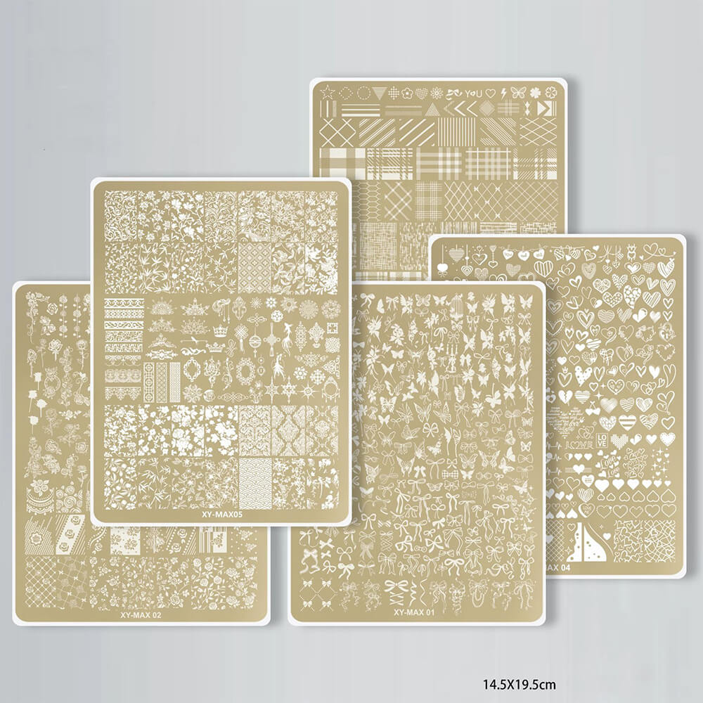 Nail Stamping Plate Plants Lines Butterfly Heart
