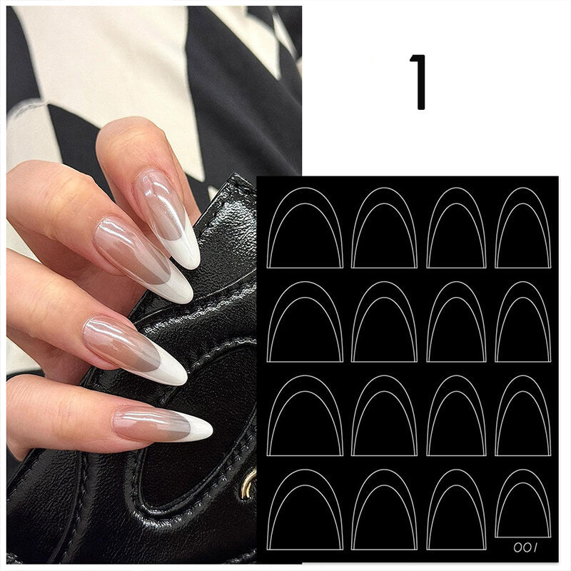 Upgrade French Line Nail Art Stencils French Tip Nail Stickers