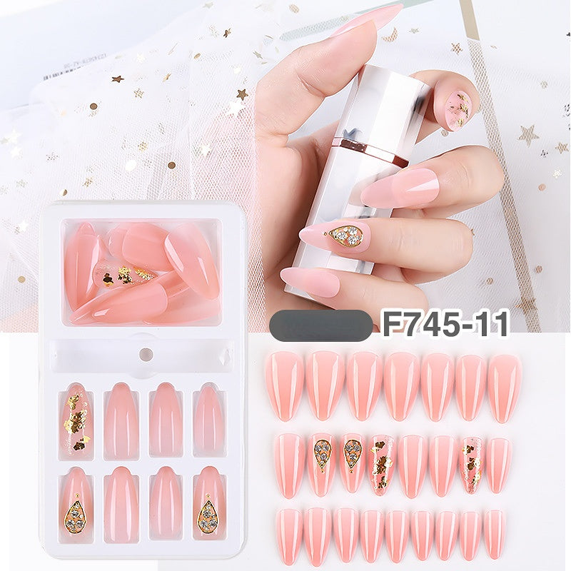 Gradient Fake Press On Nails Glossy Coffin Tips Artificial Nails