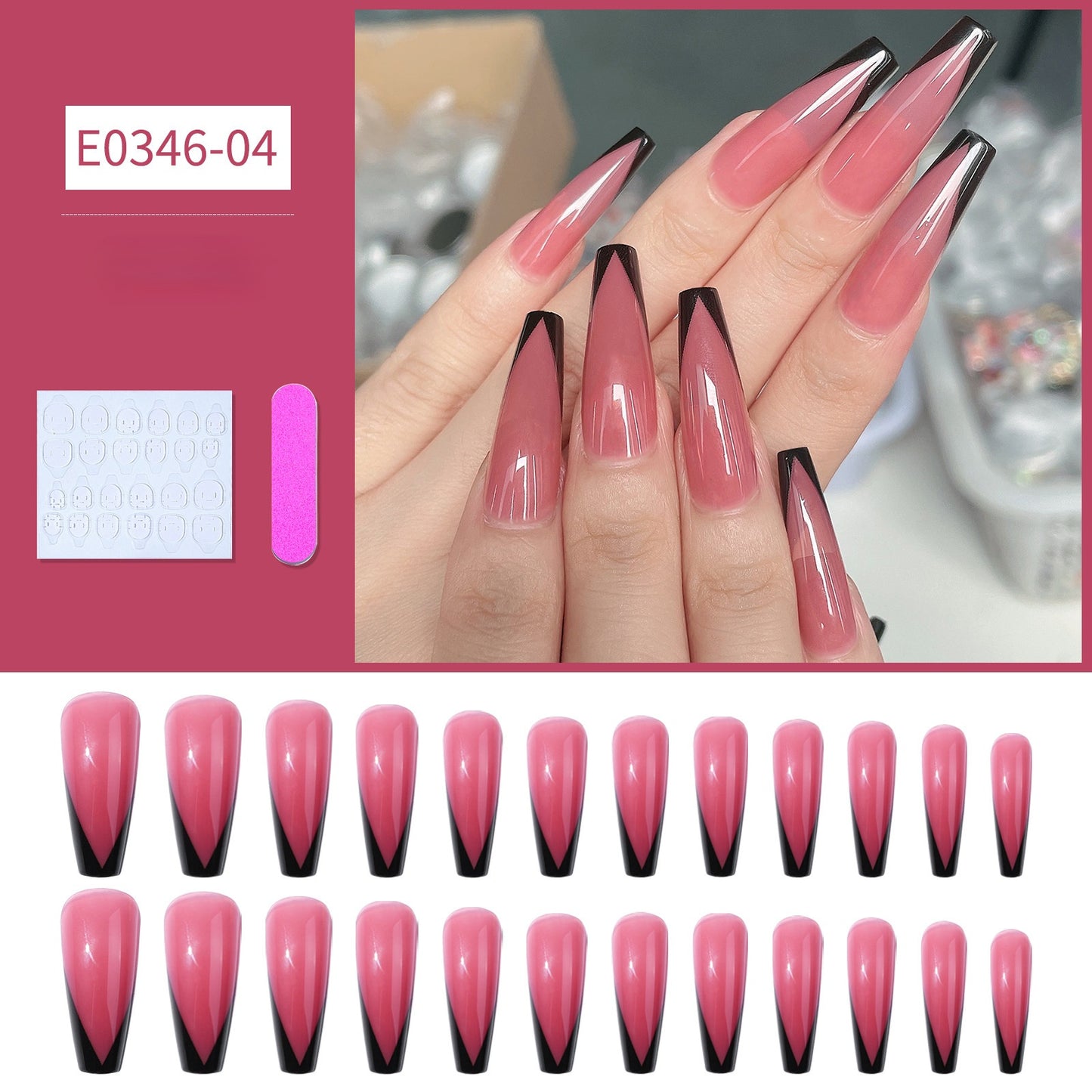 Press On Nail Kit Long Length Polish-Free False Coffin Nail Art Tips