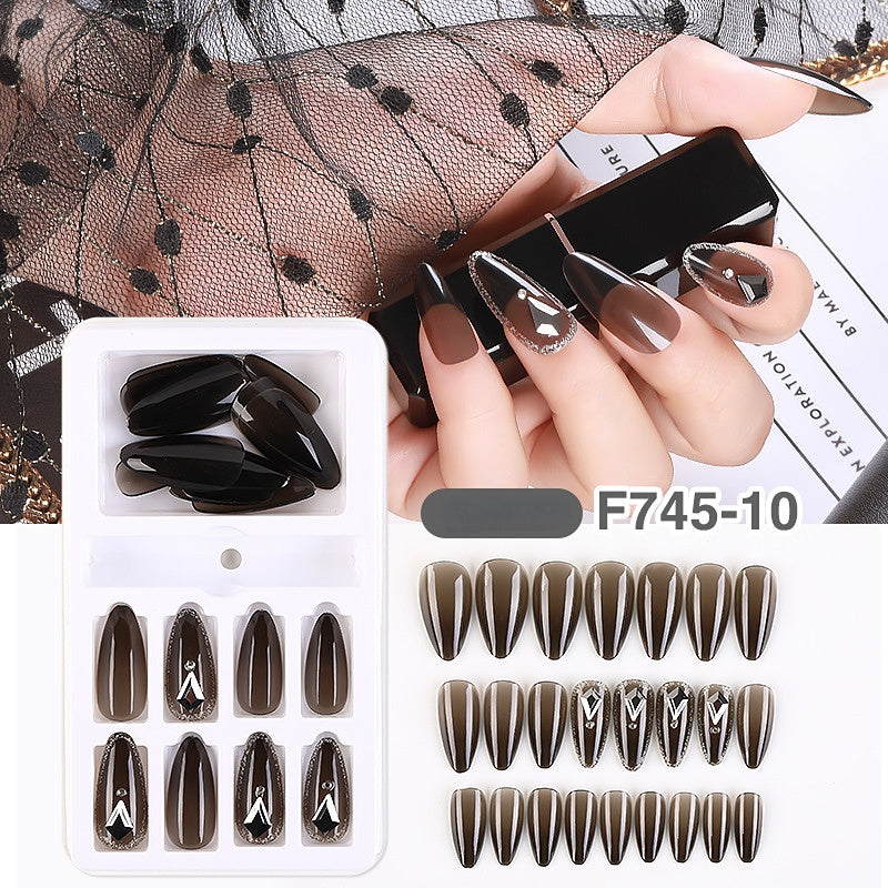 Gradient Fake Press On Nails Glossy Coffin Tips Artificial Nails