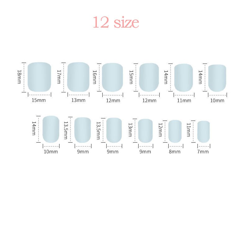 #103 Medium Length Square Shape Blue Press on Nail - moepak123