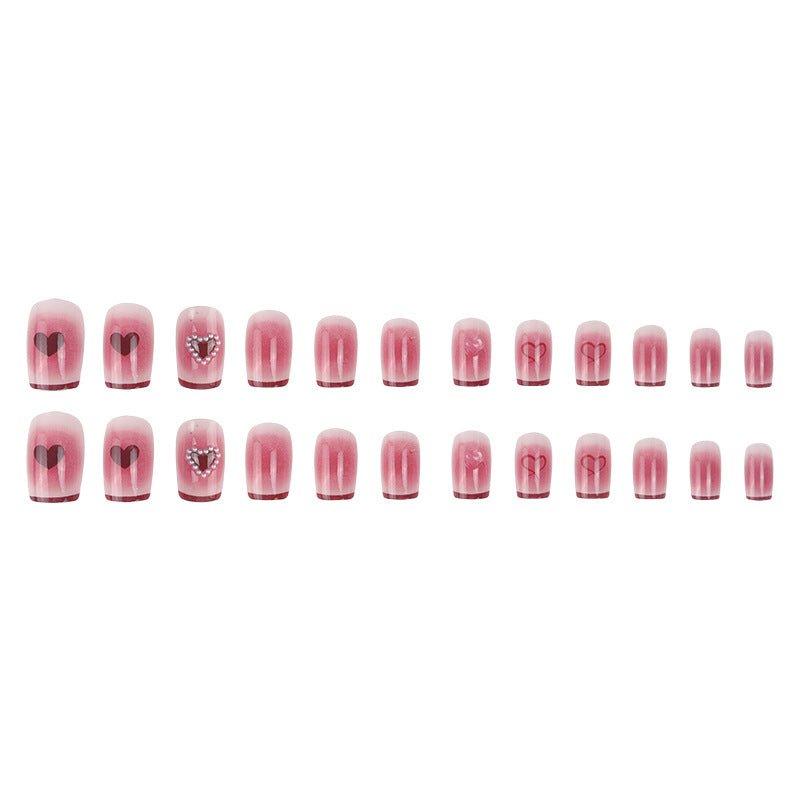 #104 Short Length Squoval Shape Pink Press on Nail - moepak123