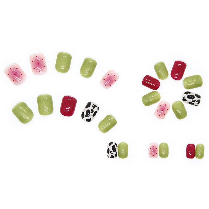 #108 Candy Color Short Length Squoval Shape Cute Fake Nails - moepak123