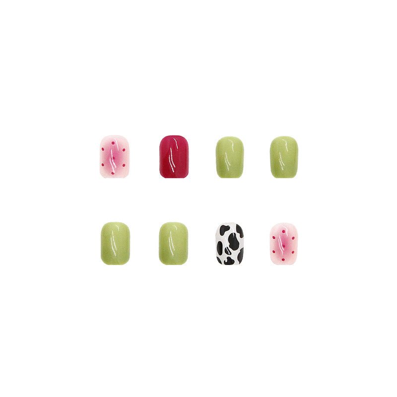 #108 Candy Color Short Length Squoval Shape Cute Fake Nails - moepak123