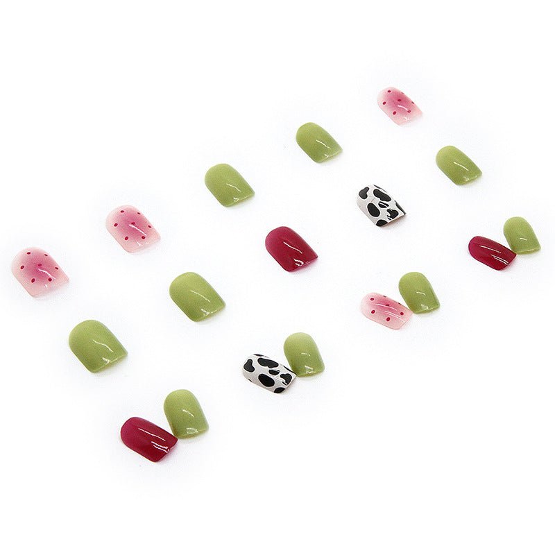 #108 Candy Color Short Length Squoval Shape Cute Fake Nails - moepak123