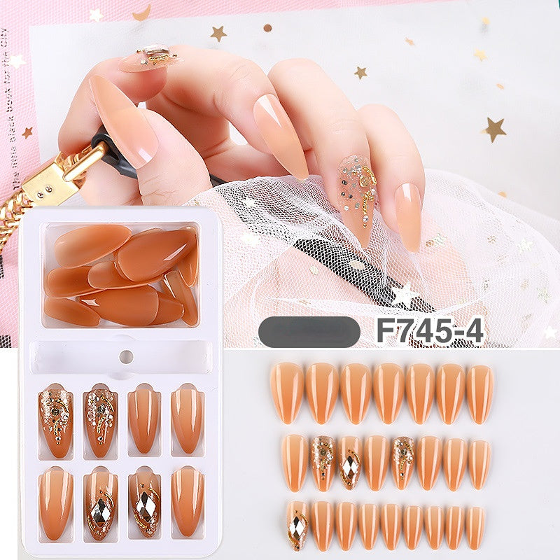 Gradient Fake Press On Nails Glossy Coffin Tips Artificial Nails