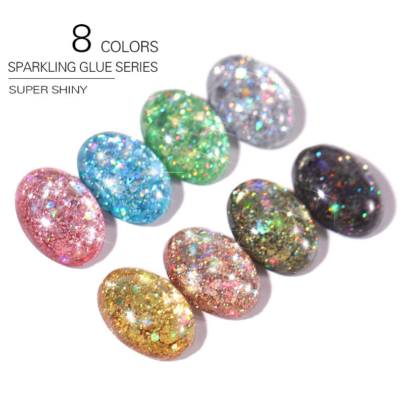 Reflective Glitter Sequins Gel Nail Polish Shimme Polish Sparkly Shiny Gel