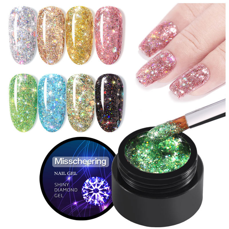 Reflective Glitter Sequins Gel Nail Polish Shimme Polish Sparkly Shiny Gel