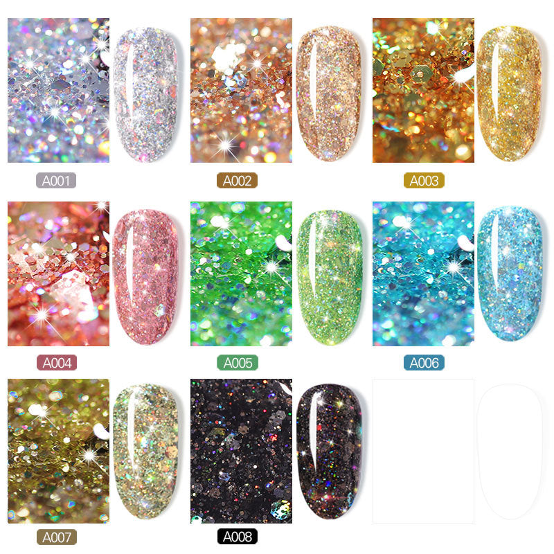 Reflective Glitter Sequins Gel Nail Polish Shimme Polish Sparkly Shiny Gel