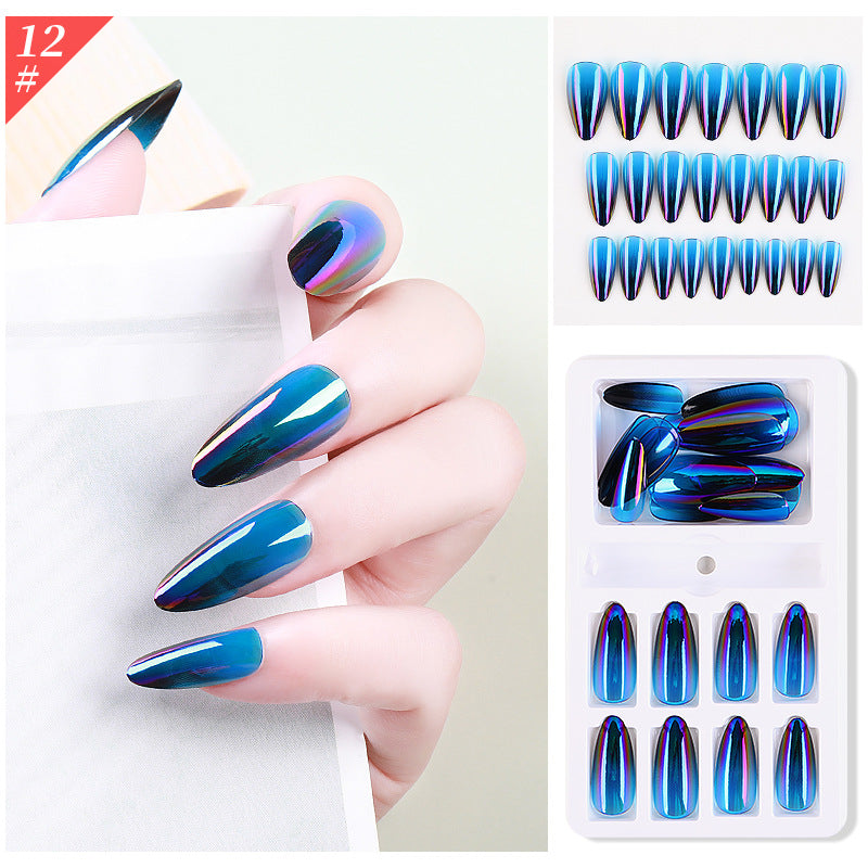 Gradient Fake Press On Nails Glossy Coffin Tips Artificial Nails