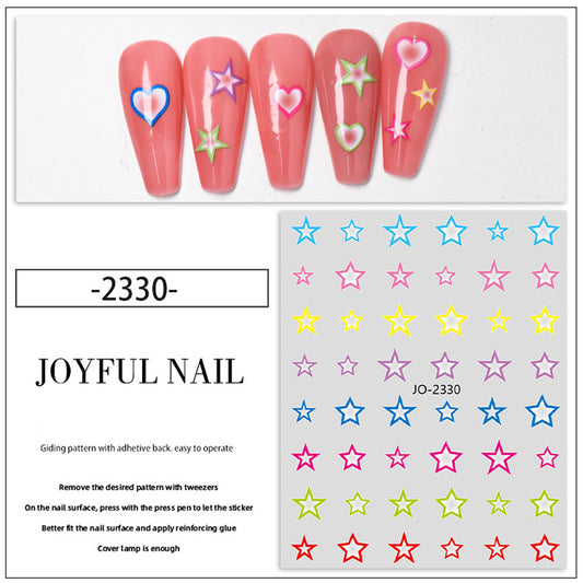 Nail Art Stickers Nail Decals Heart Star Design Adhesive Nail Supplies