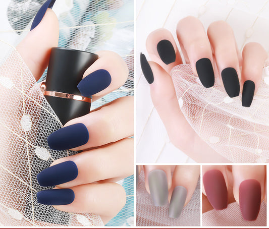 Medium Long Handmade Press On Nails Matte Nude Fake Nail Tips