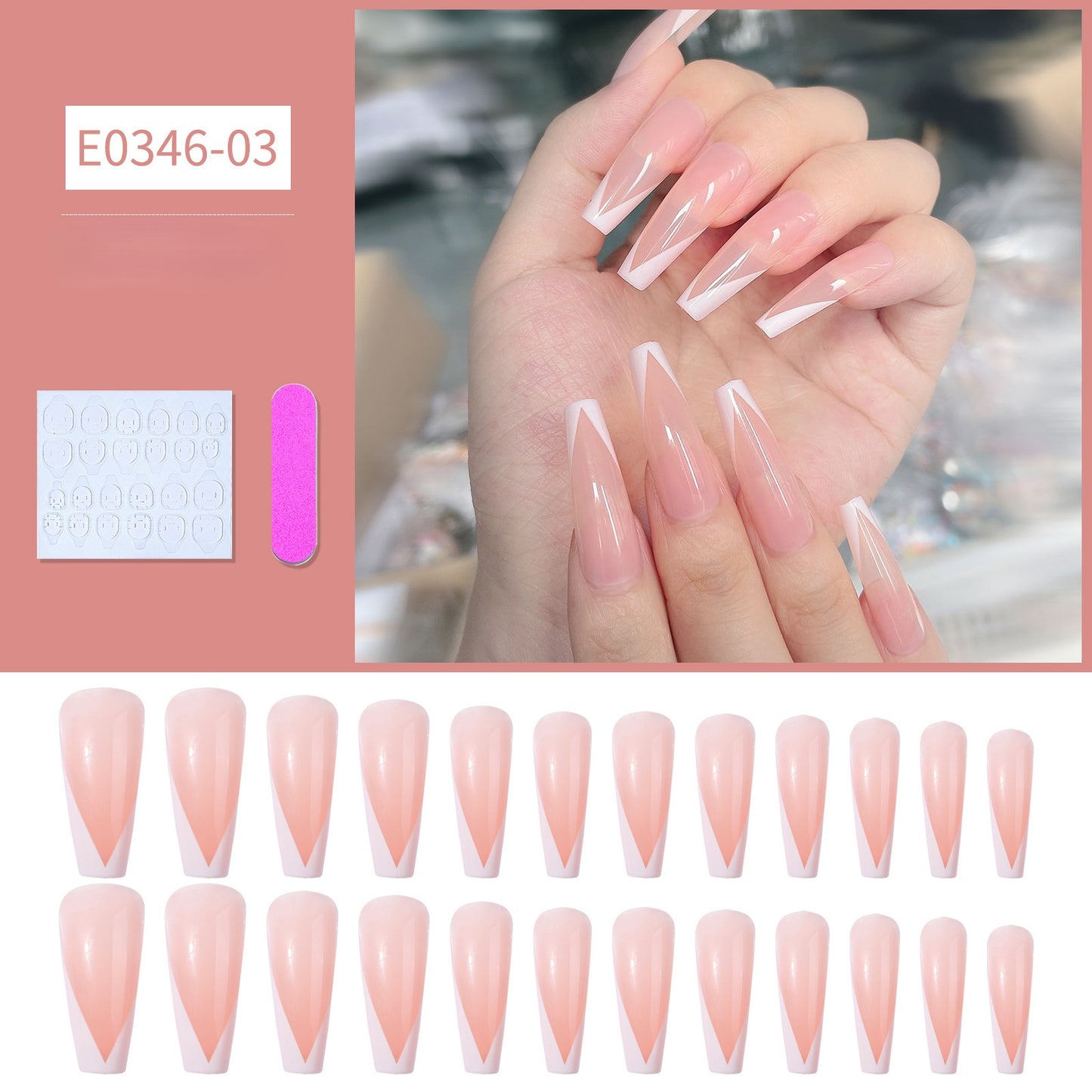 Press On Nail Kit Long Length Polish-Free False Coffin Nail Art Tips