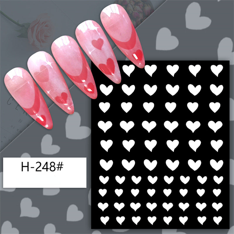 6 Pcs Bear Star French Heart Nail Sticker Hollow Nail Sticky