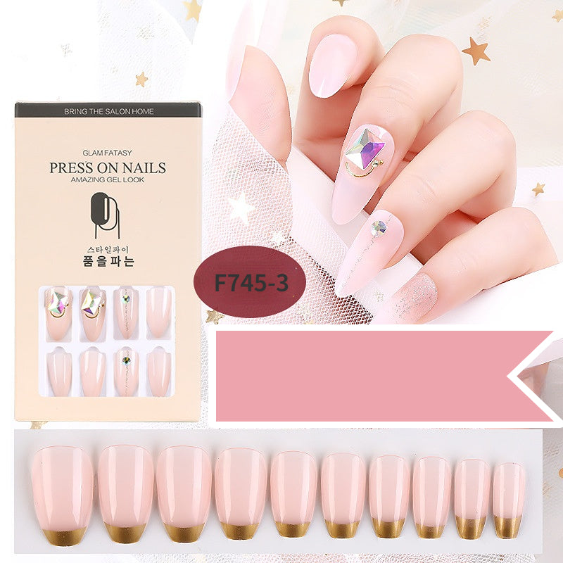 Gradient Fake Press On Nails Glossy Coffin Tips Artificial Nails