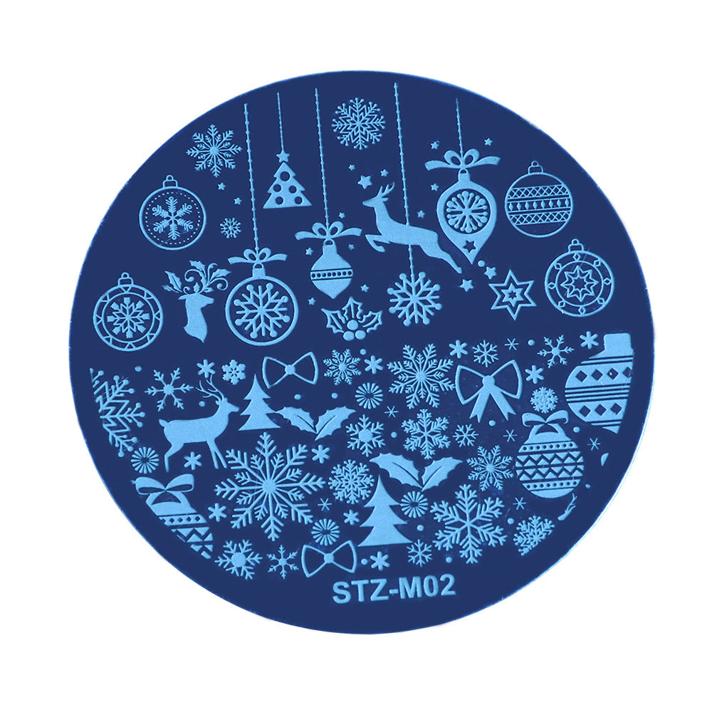 Christmas Nail Stamping Plates Round Stamping Template