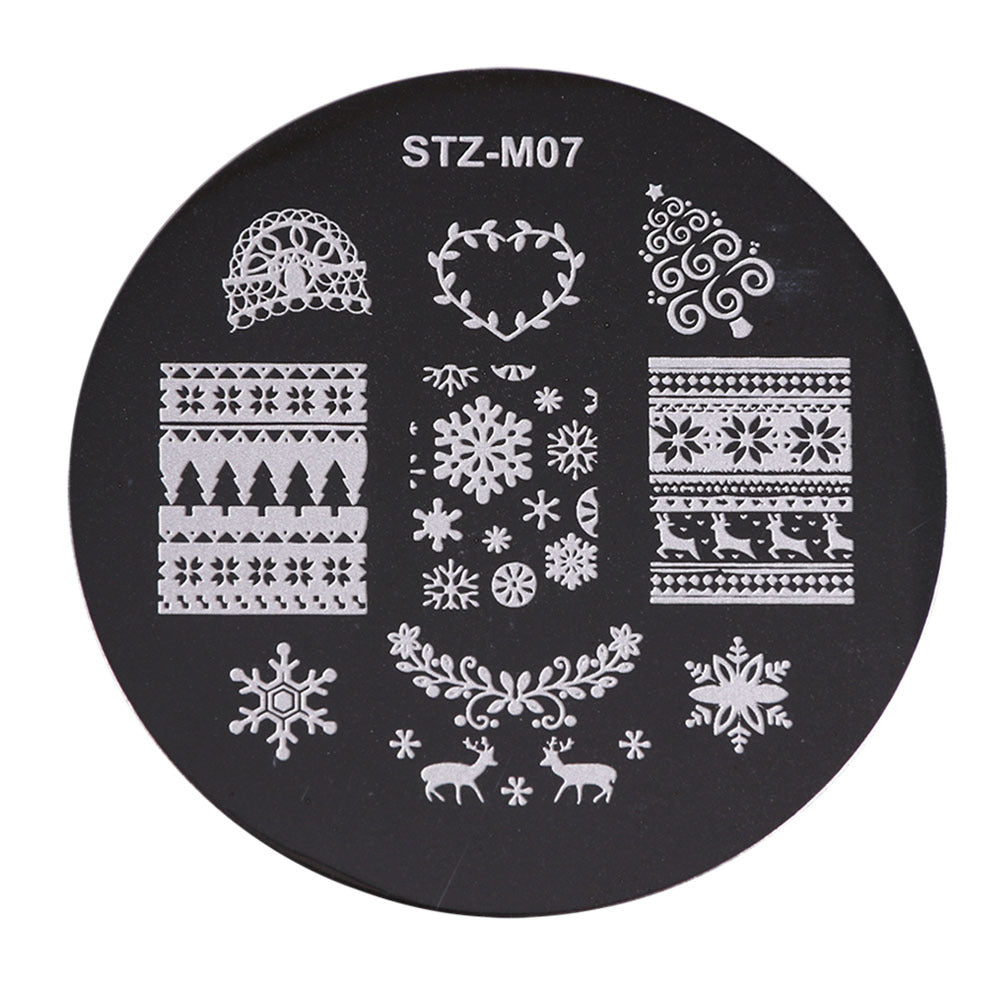 Christmas Nail Stamping Plates Round Stamping Template