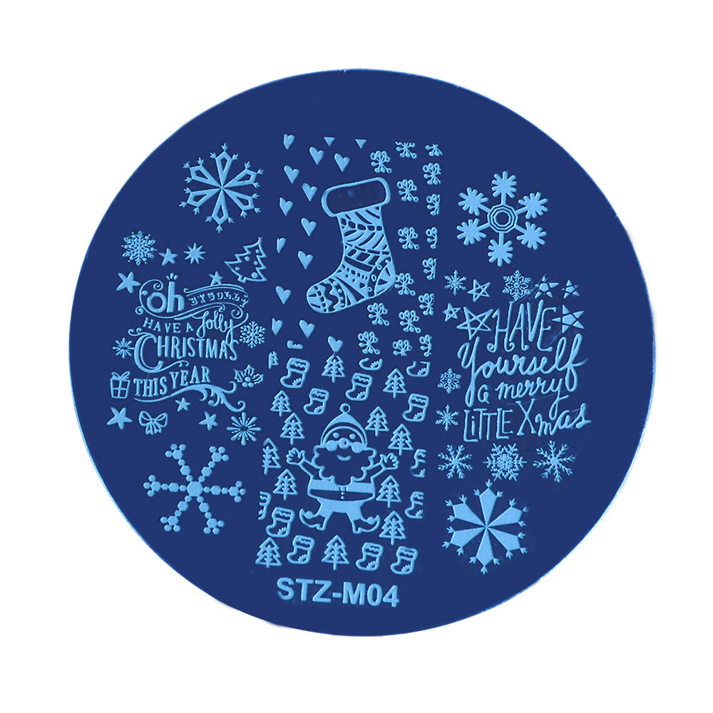 Christmas Nail Stamping Plates Round Stamping Template