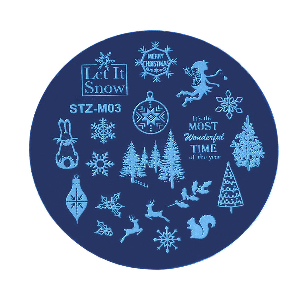 Christmas Nail Stamping Plates Round Stamping Template