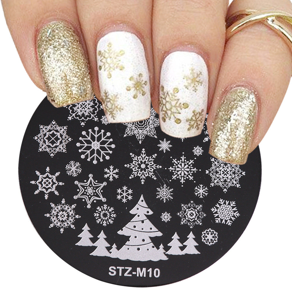 Christmas Nail Stamping Plates Round Stamping Template