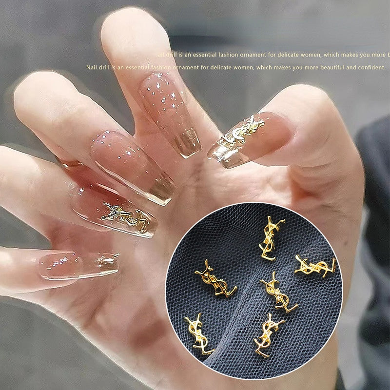 Gold Sliver Luxury Logo Nail Art Jewelry Nail DIY Decals