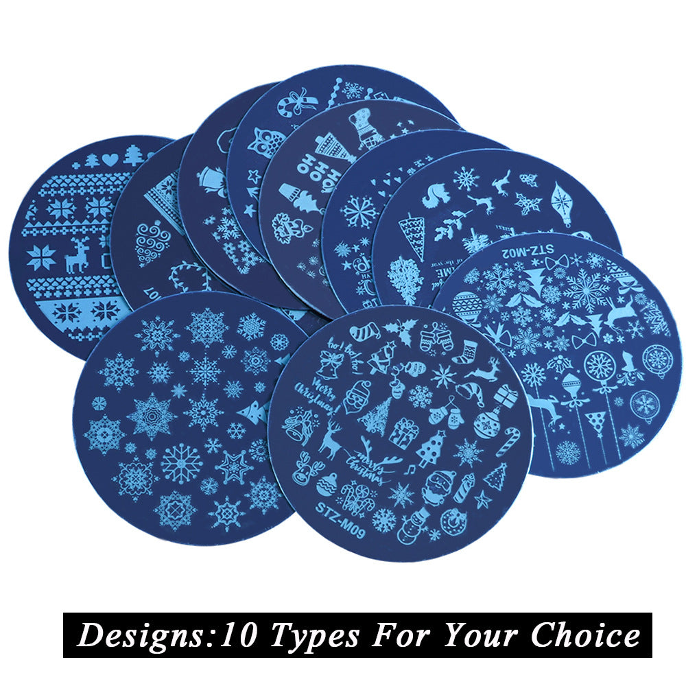 Christmas Nail Stamping Plates Round Stamping Template