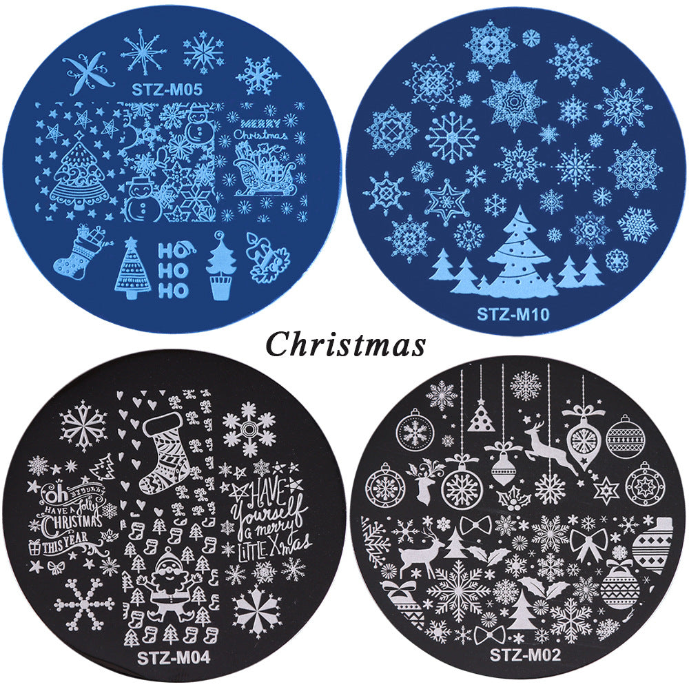 Christmas Nail Stamping Plates Round Stamping Template