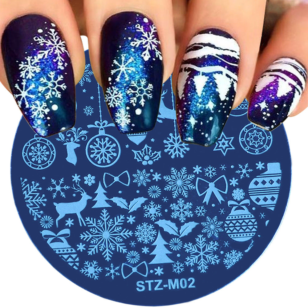 Christmas Nail Stamping Plates Round Stamping Template