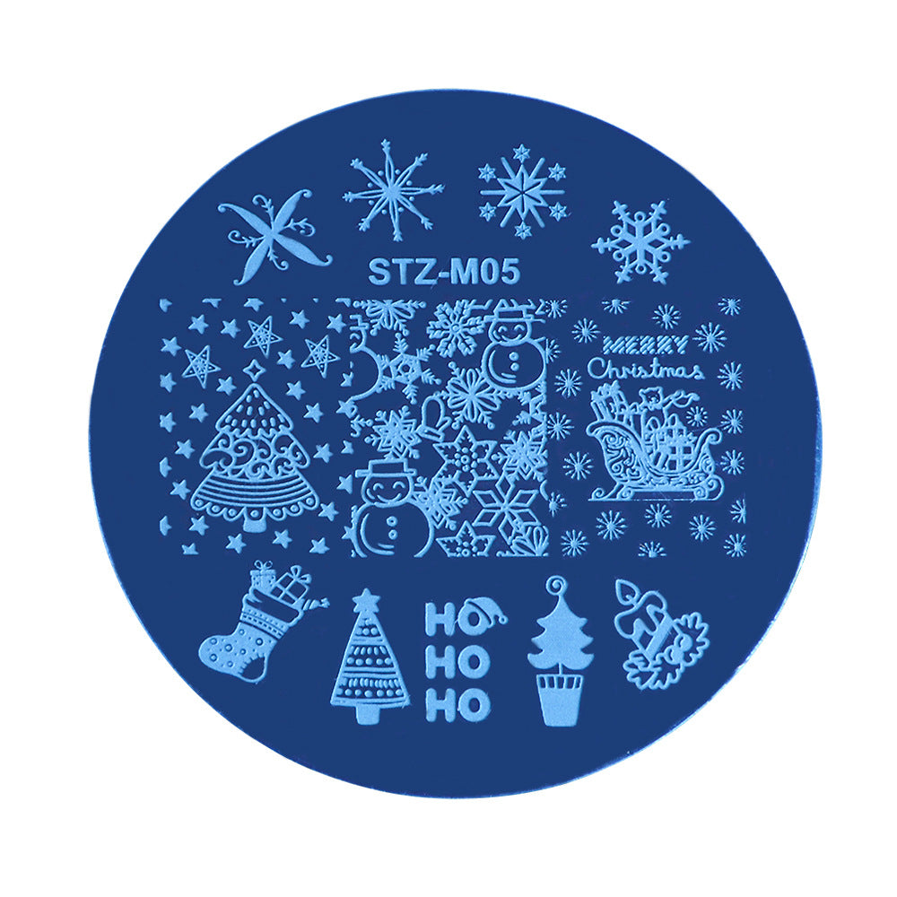 Christmas Nail Stamping Plates Round Stamping Template