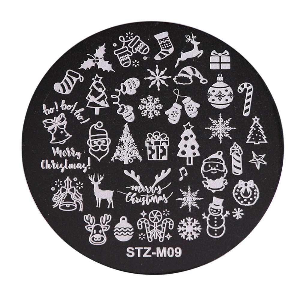 Christmas Nail Stamping Plates Round Stamping Template