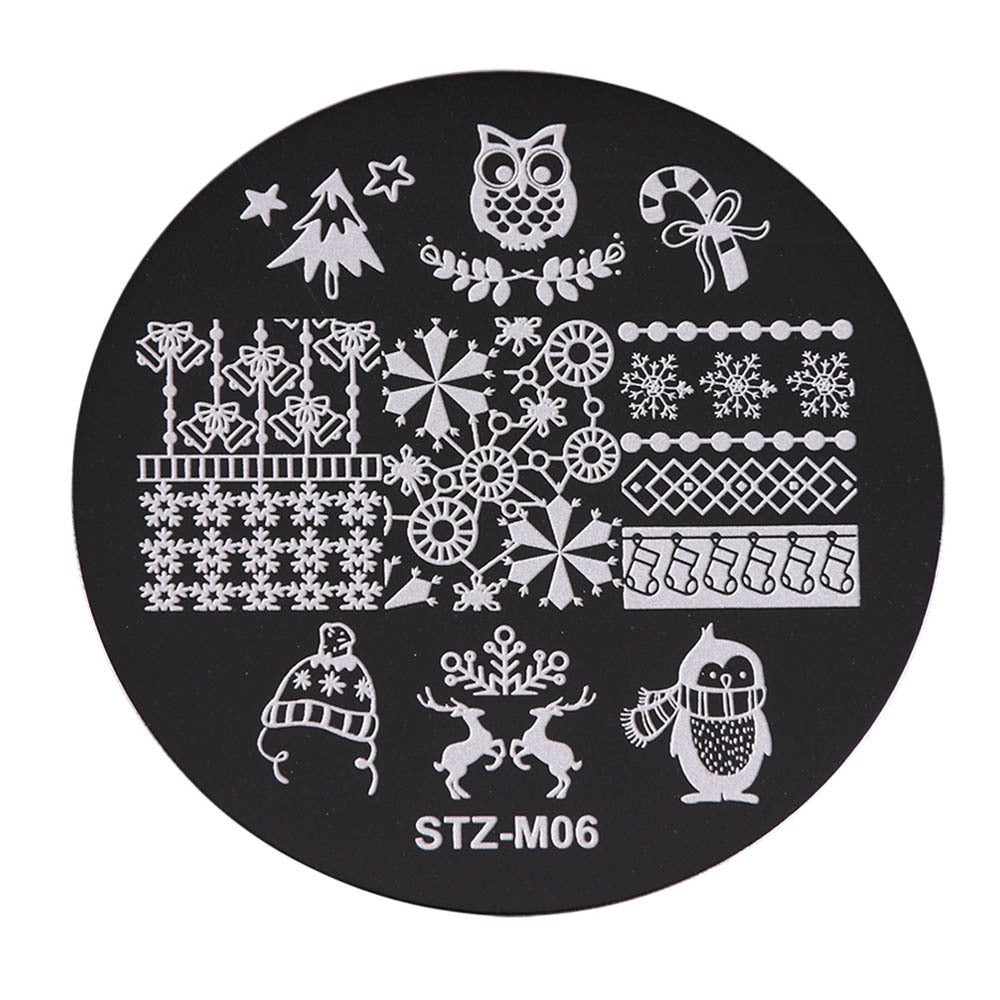 Christmas Nail Stamping Plates Round Stamping Template