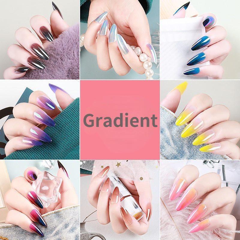 Gradient Fake Press On Nails Glossy Coffin Tips Artificial Nails