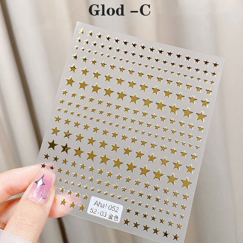 Star Moon Nail Art Stickers Nail Decals Adhesive Nail Supplies