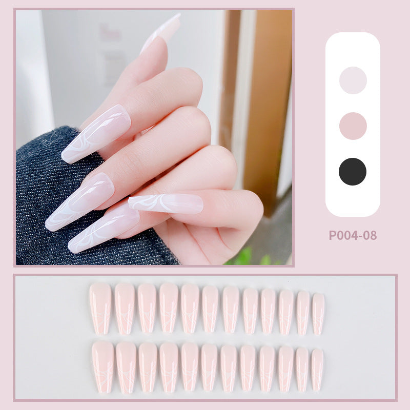 PressOn Nails Long Coffin Nails French Manicure Acrylic Artificial Tips