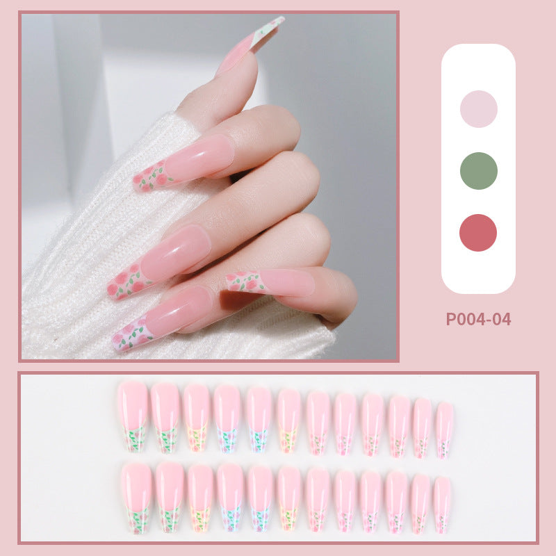 PressOn Nails Long Coffin Nails French Manicure Acrylic Artificial Tips