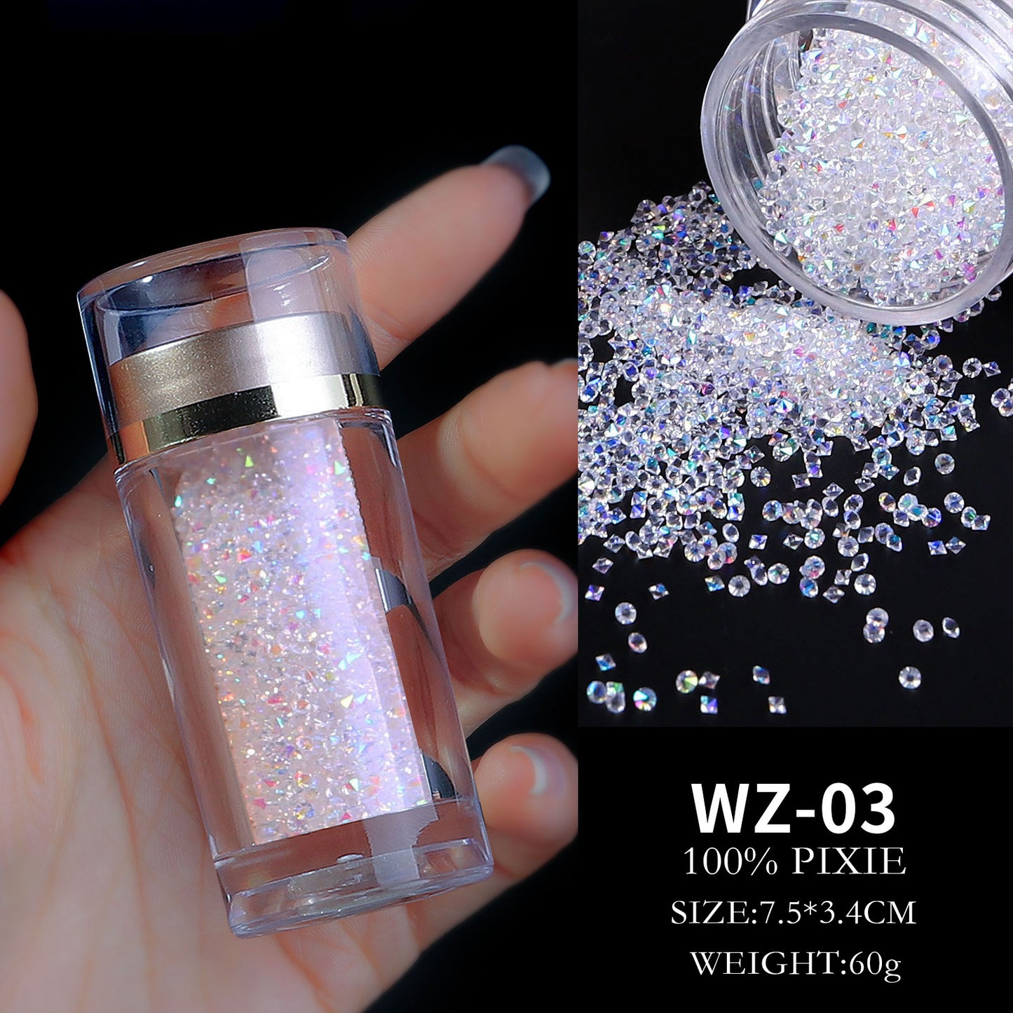 Glitter Rhinestone Iridescent Nail Art AB Gem Shine Like Diamond