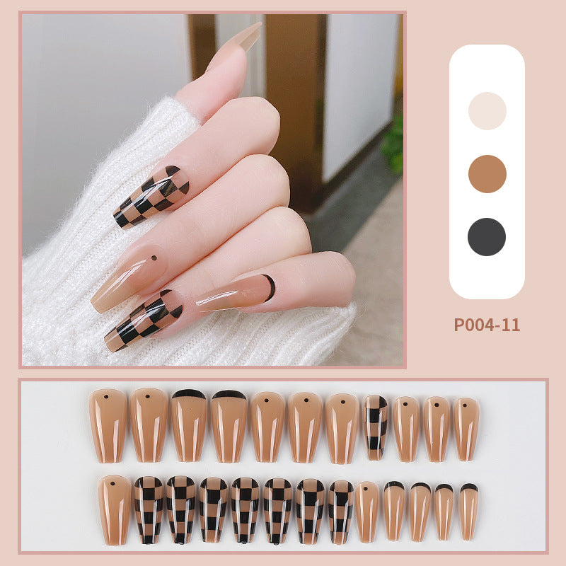 PressOn Nails Long Coffin Nails French Manicure Acrylic Artificial Tips