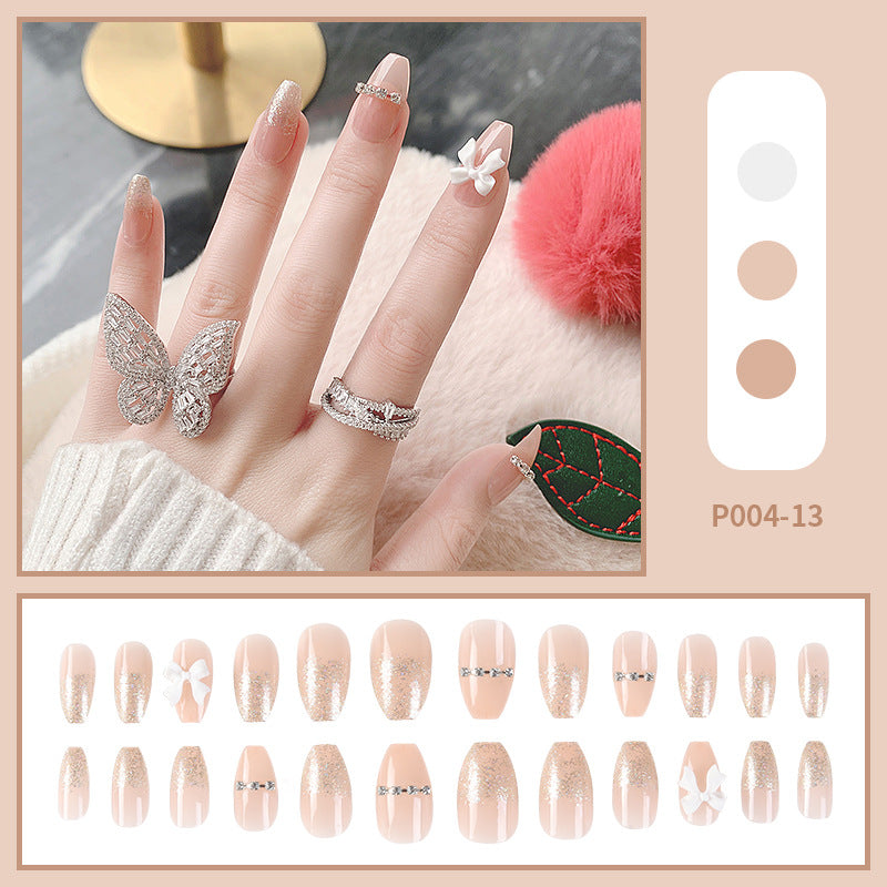 PressOn Nails Long Coffin Nails French Manicure Acrylic Artificial Tips