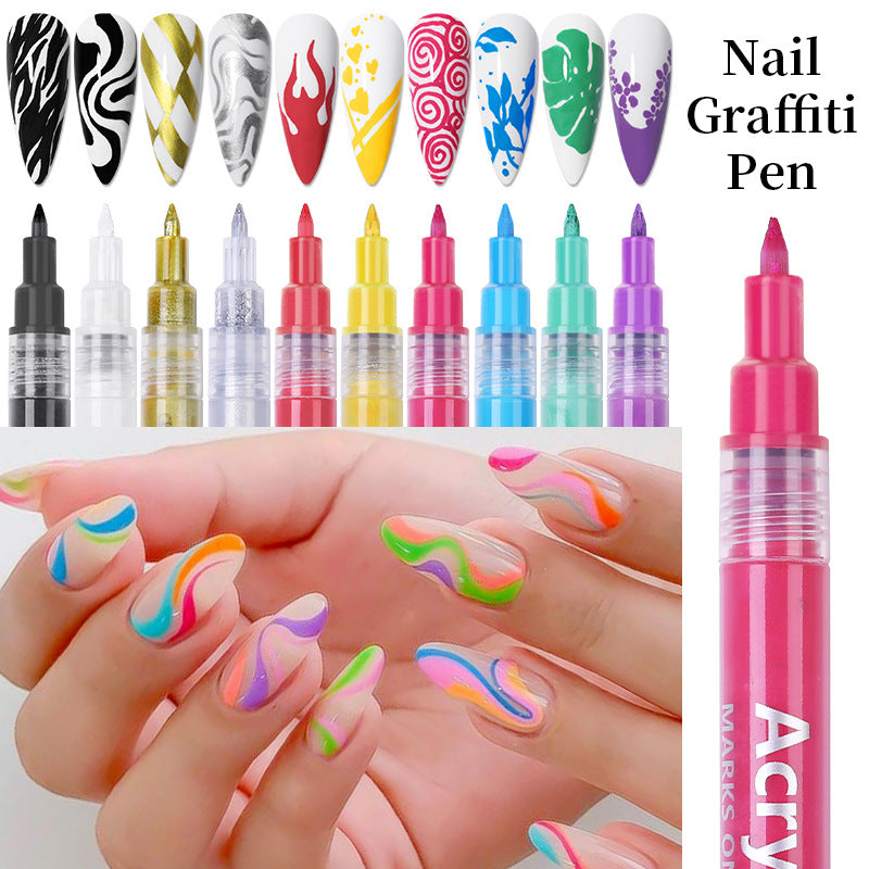 3D Graffiti Nail Art Pen Dot Liner Pen for Nail DIY Paint Tools