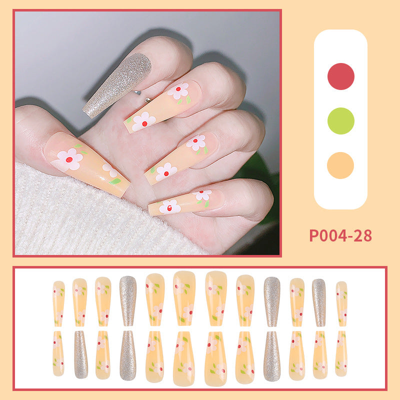 PressOn Nails Long Coffin Nails French Manicure Acrylic Artificial Tips